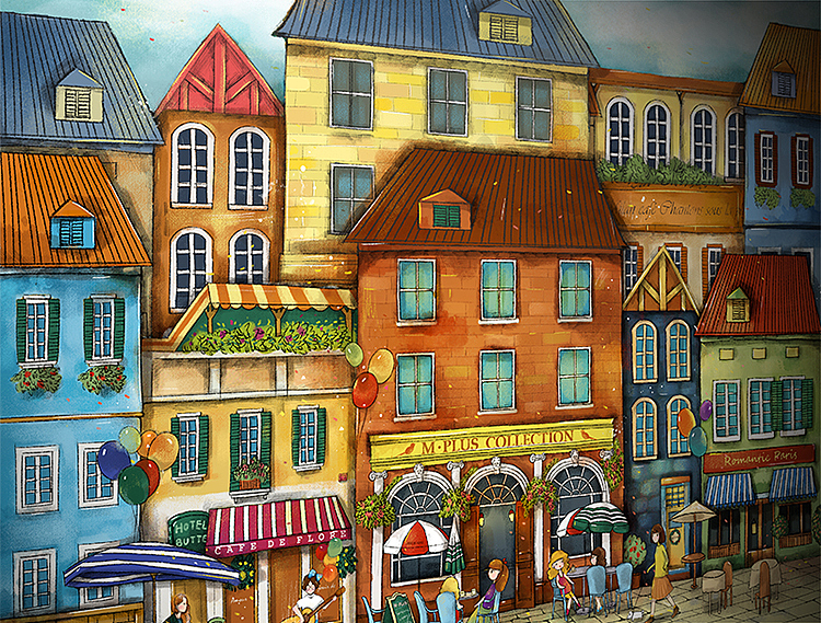 欧洲街景-女包图案设计（图ZMTQzNzExODg=） - 商业插画 - 站酷设计师smartyeye原创素材 - 站酷ZCOOL