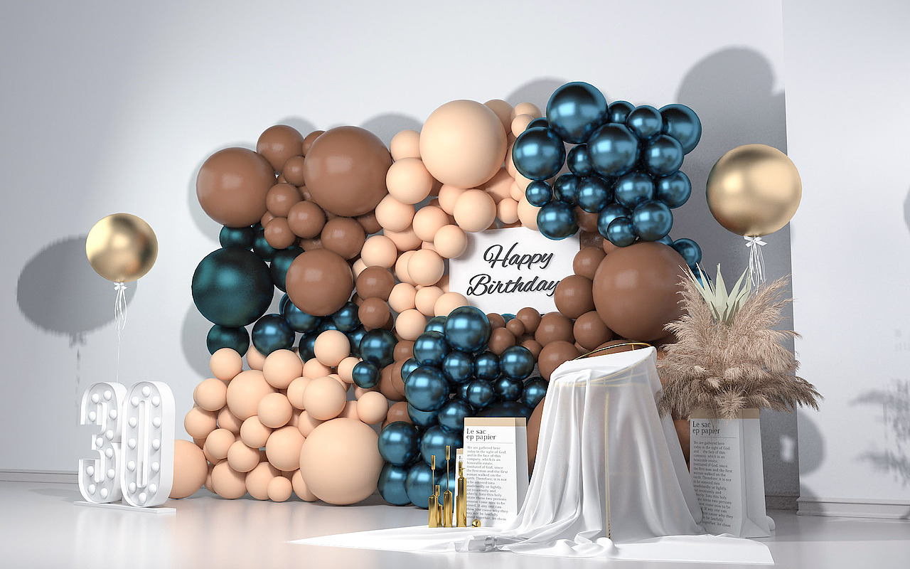 3D简约生日party效果图（图ZMjM2OTQ2MTI4） - 其他三维 - 站酷设计师画长安设计工作室原创素材 - 站酷ZCOOL