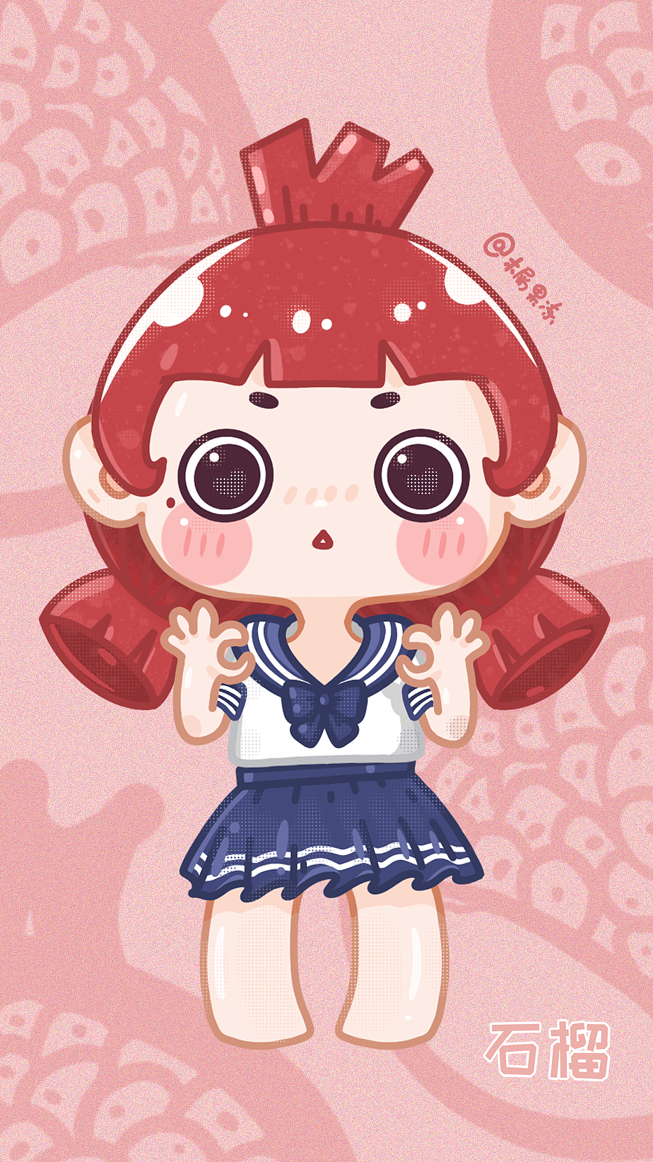 水果拟人系列——石榴妹妹|插画|创作习作|木屑果冻 - 原创作品