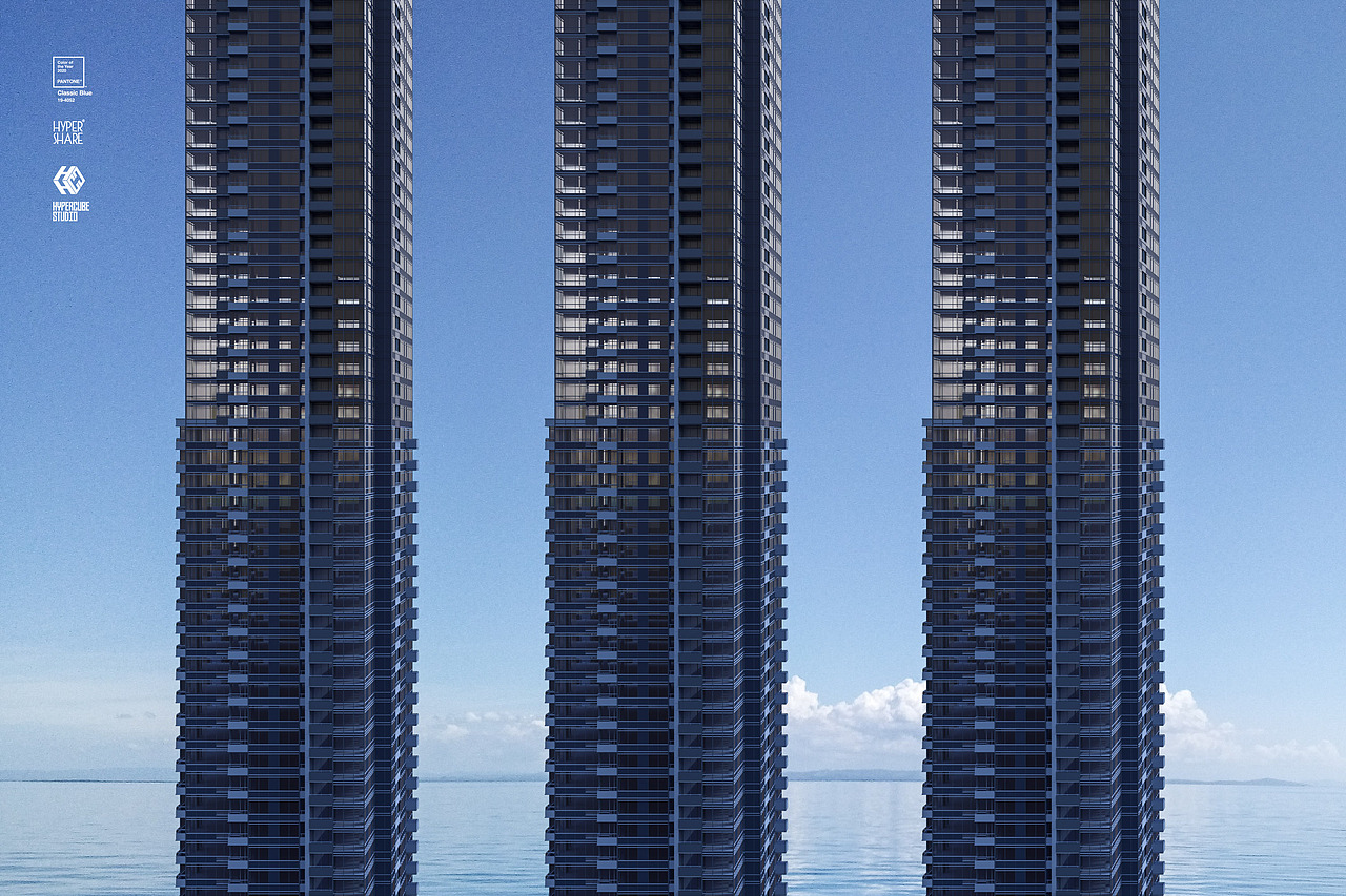 Architecture for classic blue of Pantone 2020