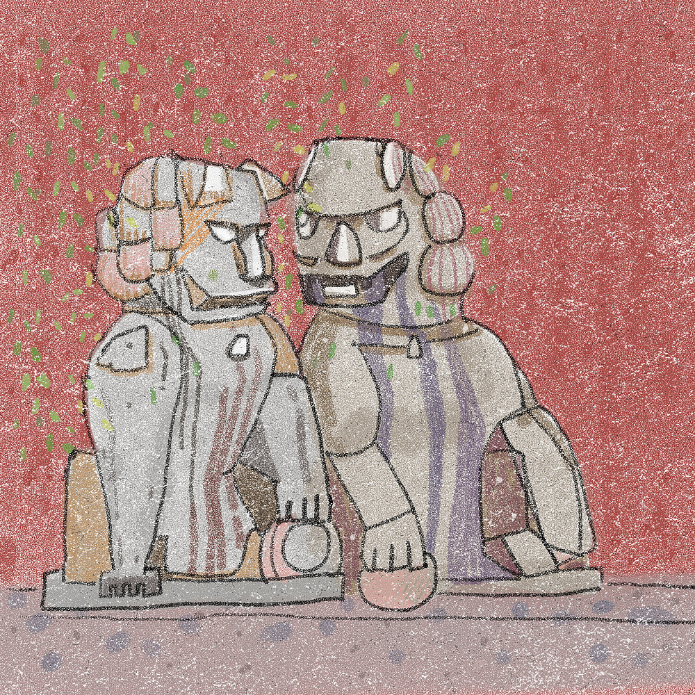 石狮子|插画|商业插画|水哥喝热水 - 原创作品 - 站酷 (zcool)