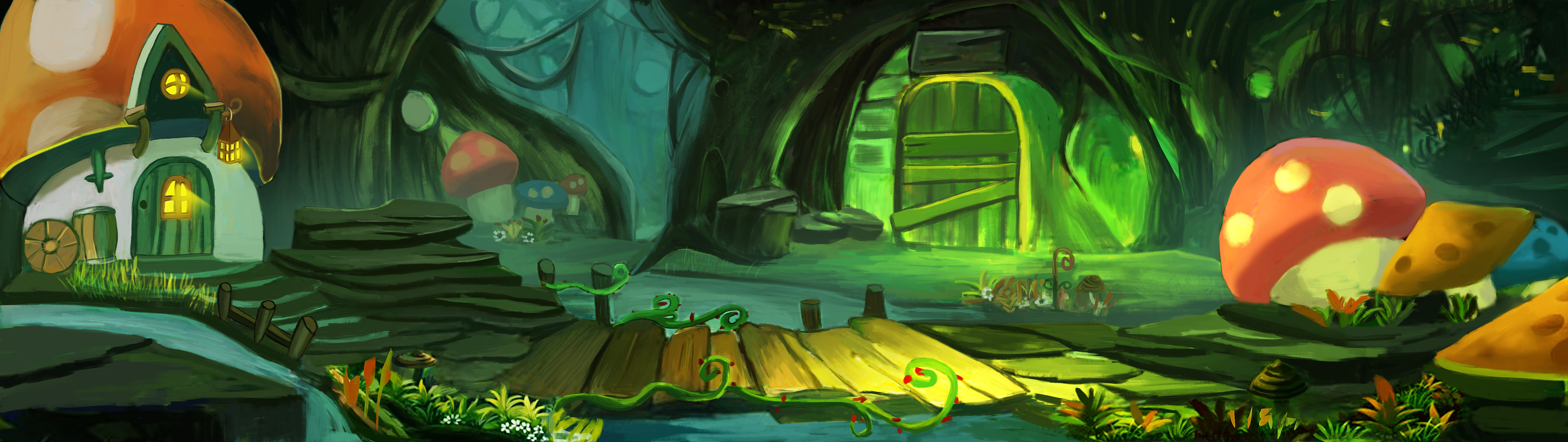 横版场景(森林)|插画|概念设定|vila_zhang - 原创作品 - 站酷 (zcool