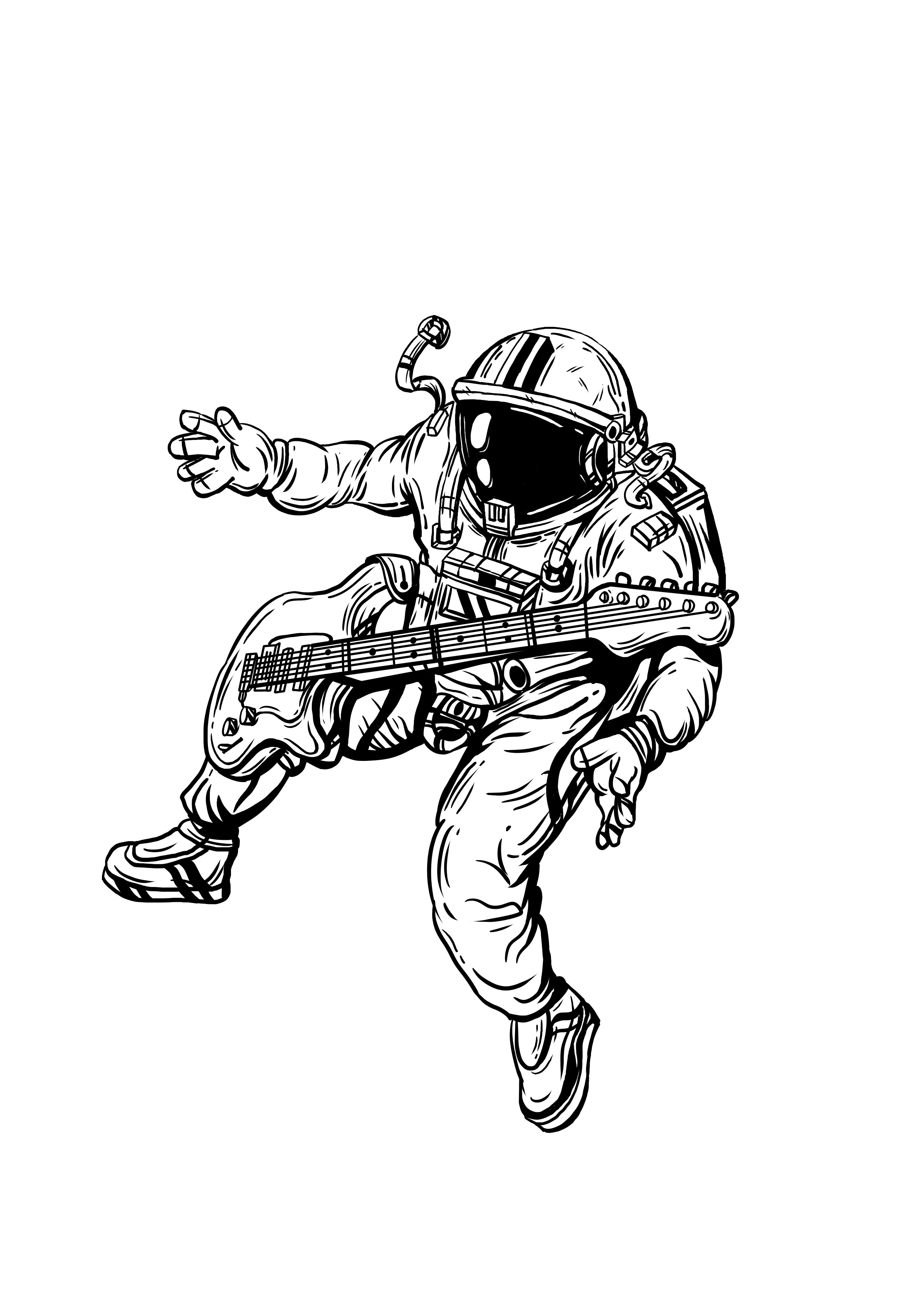 原创手绘插画太空人space