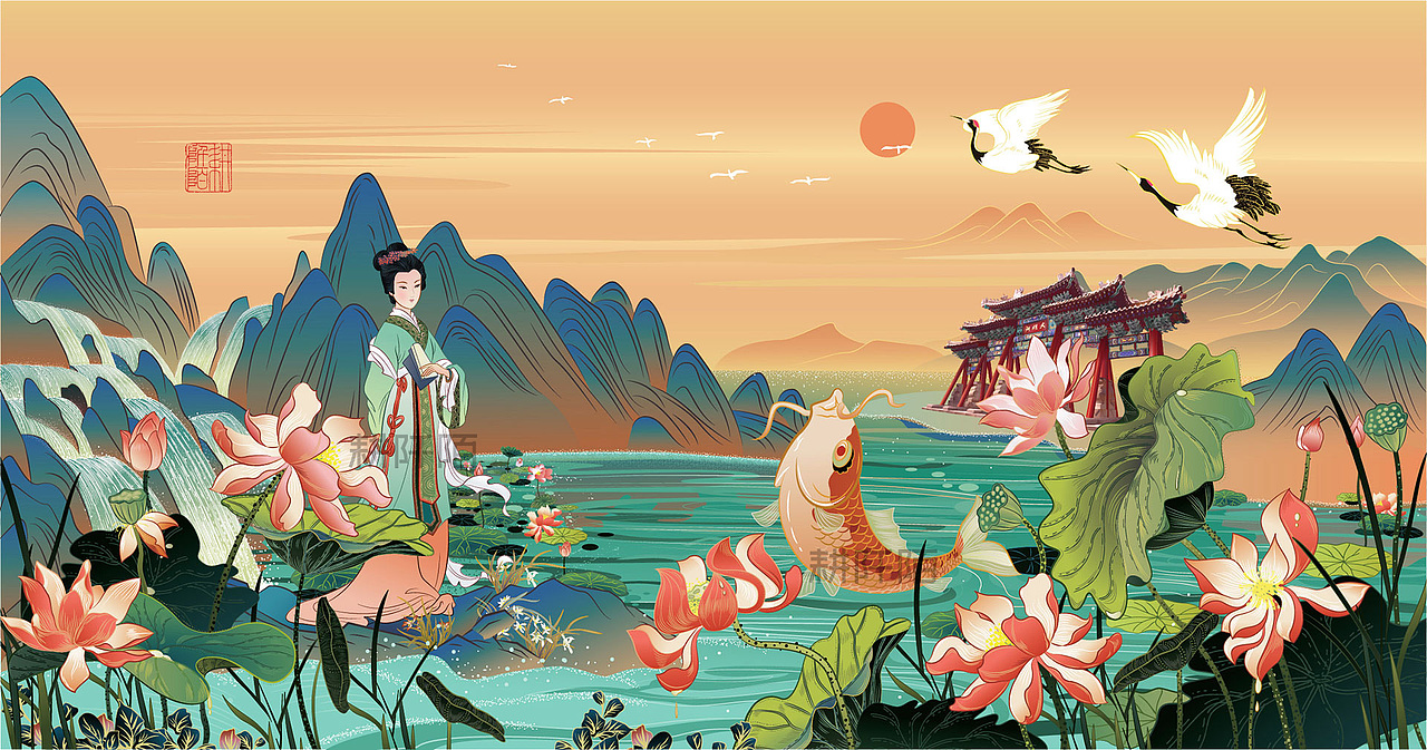 山东济南文创插画历史人物李清照