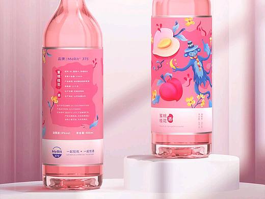 MeRit®375香槟果酒包装插画C4D产品建模渲染设计