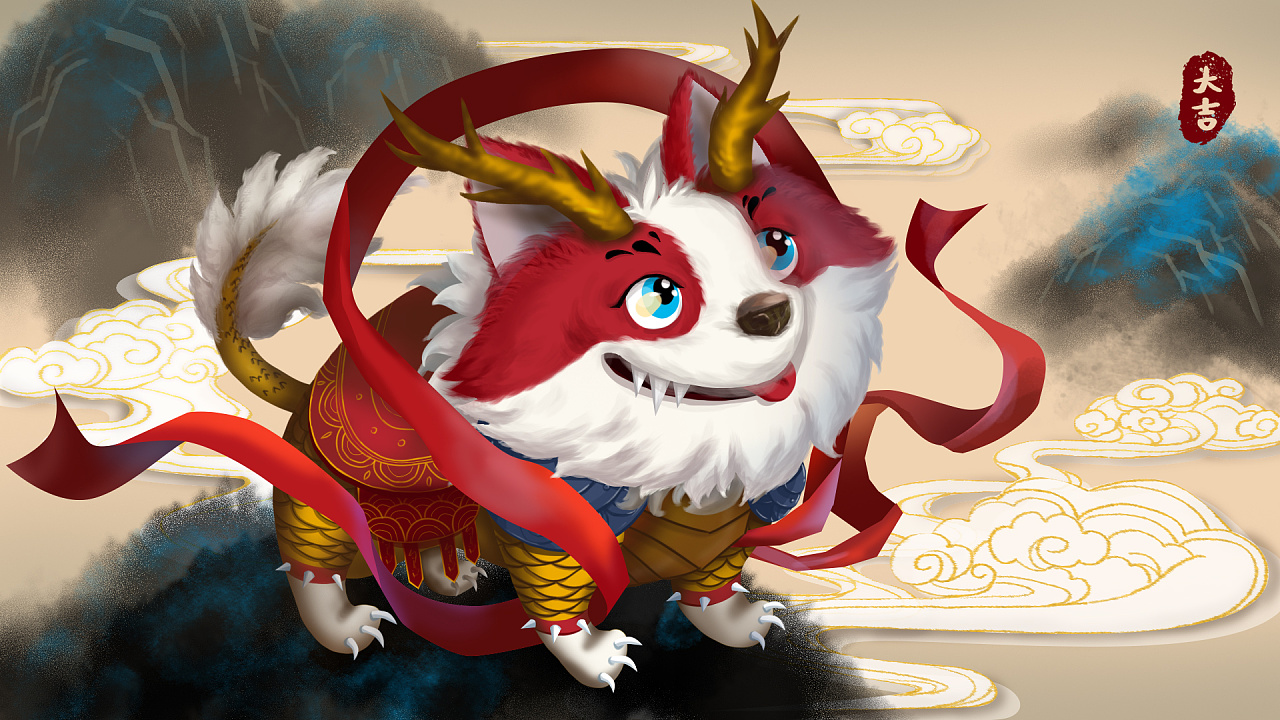 梦幻西游坐骑设计大赛入围获奖作品,创作思路:龙犬指