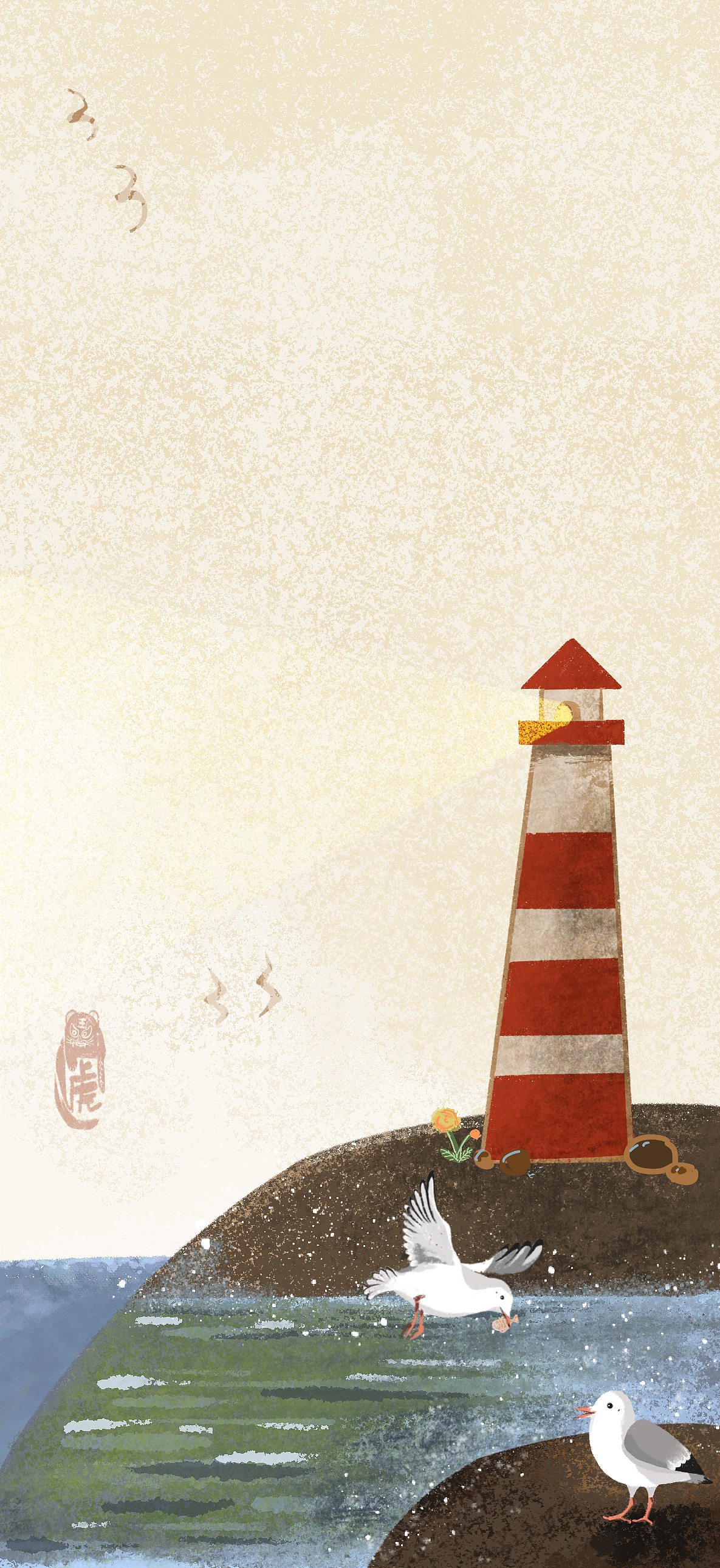 彩铅风格灯塔 河边小屋 和其它|插画|商业插画|爱画画的胖虎 - 原创作