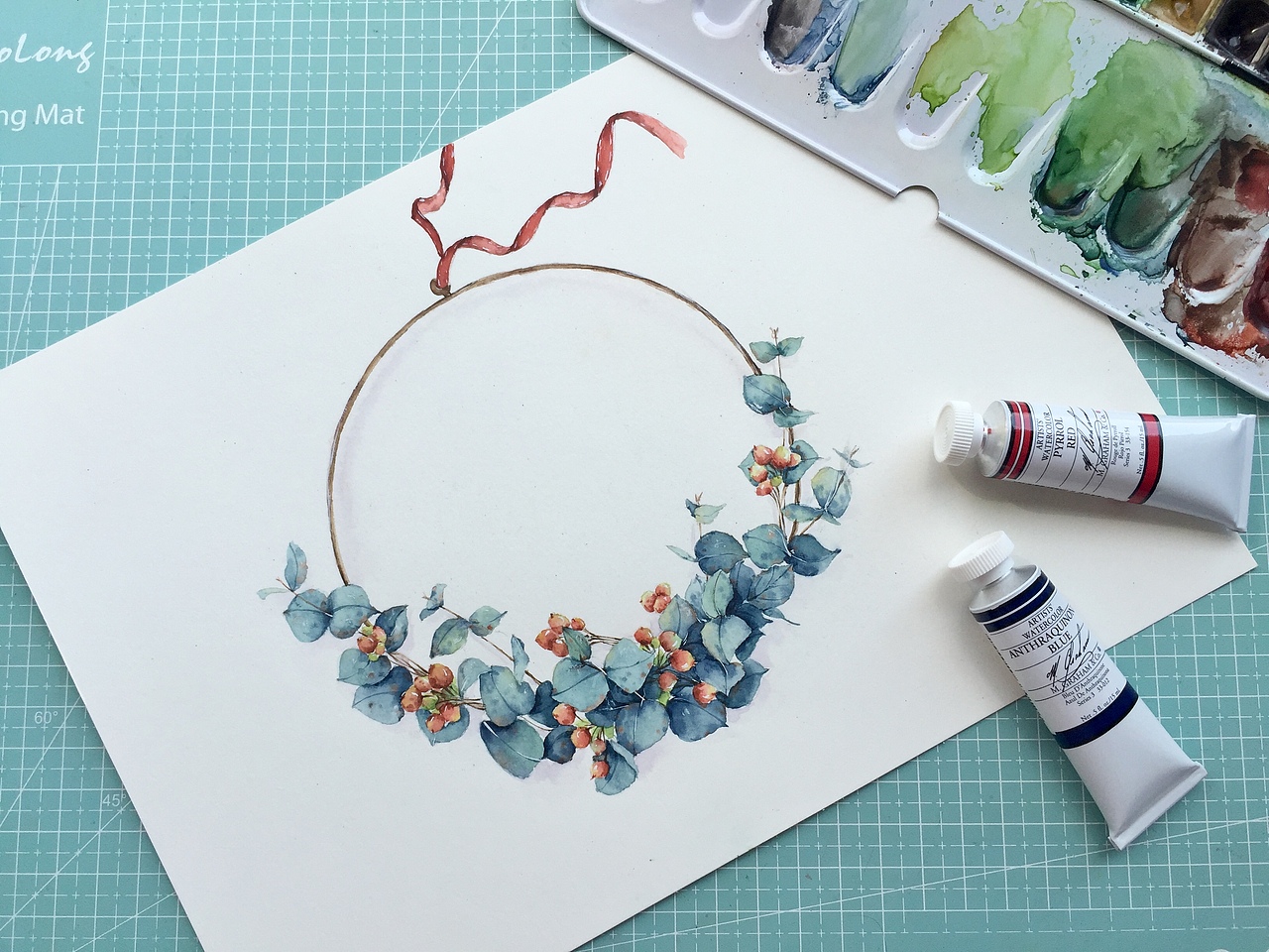 花环过程图（图ZMTUxNjk4MDMy） - 绘画 - 站酷设计师鹿芩水彩原创素材 - 站酷ZCOOL