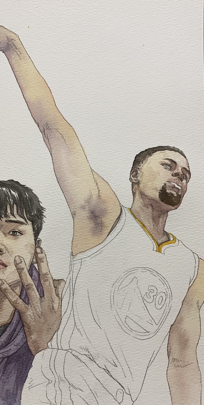 水彩插画 历史三分王史蒂芬库里（图ZMjgxNjgyMTI0） - 绘本 - 站酷设计师不記名原创素材 - 站酷ZCOOL