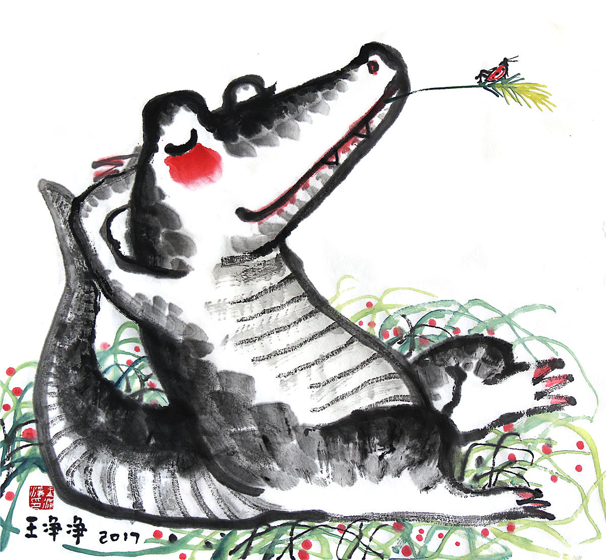 宣纸水墨插画鳄鱼系列（图ZMTExOTc5NTAw） - 儿童插画 - 站酷设计师画儿晴天原创素材 - 站酷ZCOOL