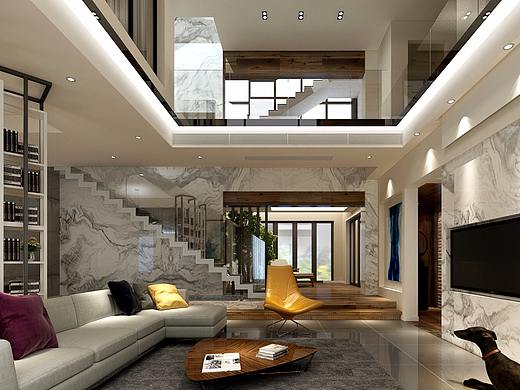 【拾上设计】万科380㎡现代风格装修案例