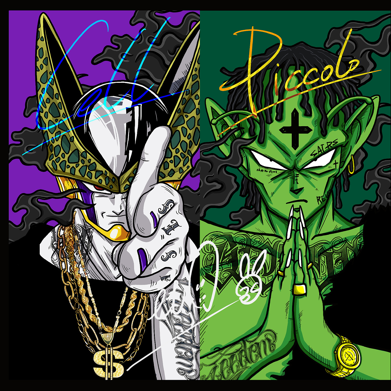 想赶紧画完这套七龙珠 这次想采用的还是比较酷,嘻哈一点的元素来做