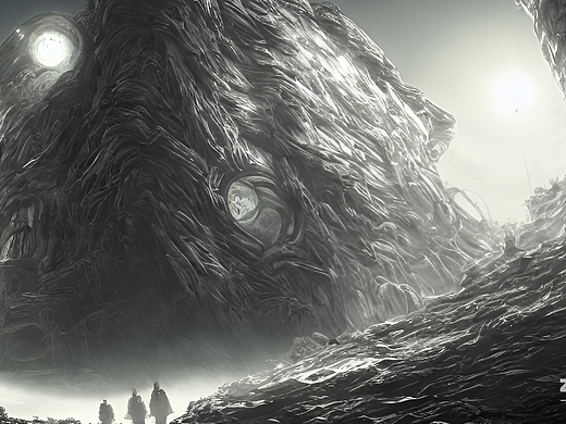 #AI創(chuàng)作實(shí)驗(yàn)室#巡邏小隊步入外星物體著落現(xiàn)場（個人主頁-ZNjI4MzU0NTY=） - AI作品 - 站酷設(shè)計師20gy08原創(chuàng)素材 - 站酷ZCOOL