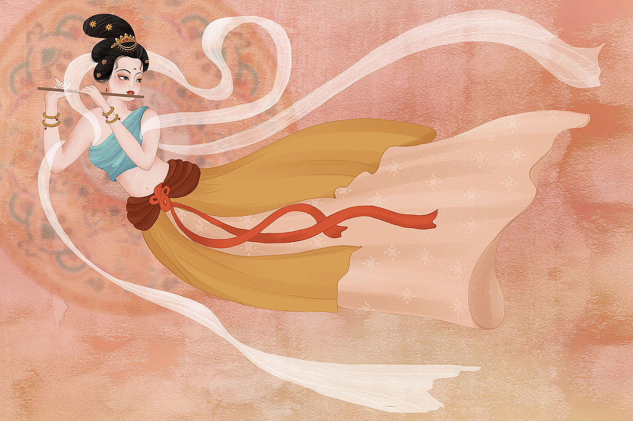 敦煌飞天系列古风插画