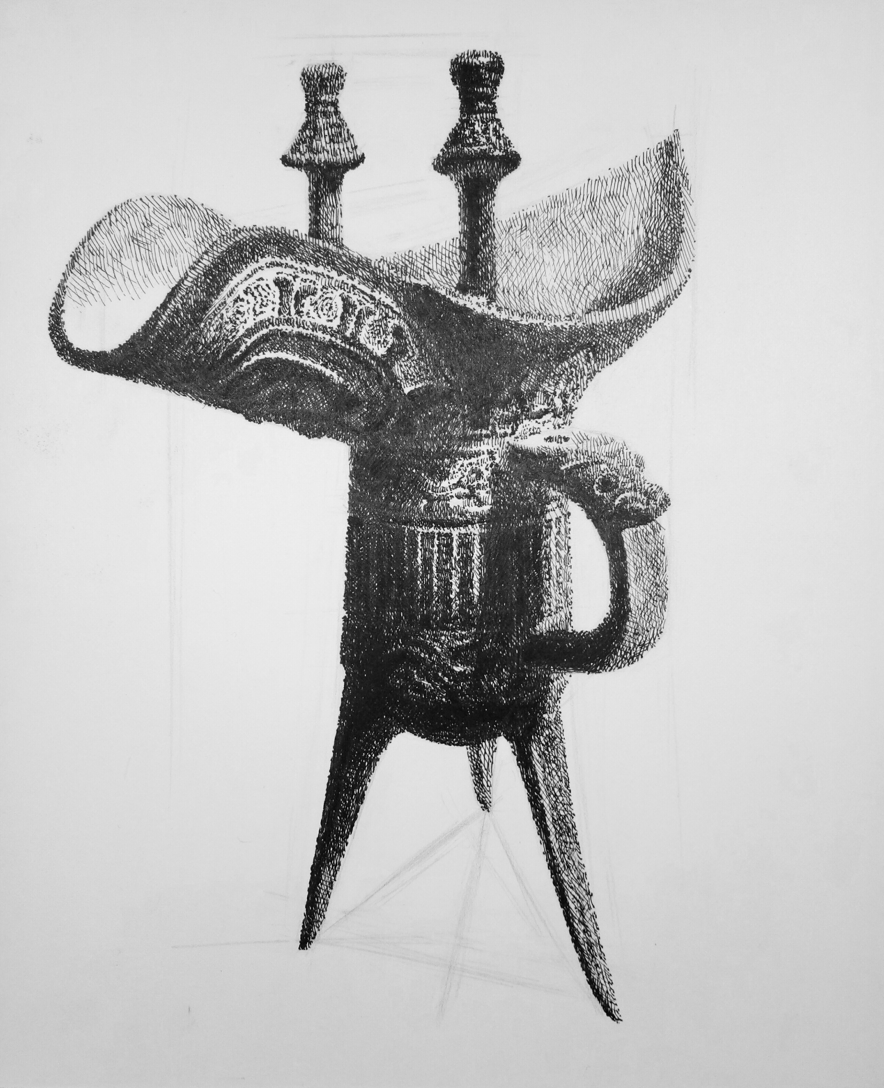 钢笔画古董静物类