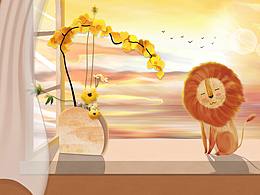 落日余晖待你而归 猫咪装饰画 插画2