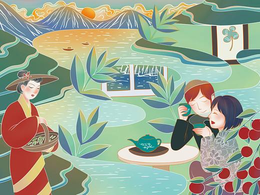 茶叶包装插画练习