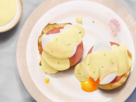 食物插畫(huà) —— 本尼迪克蛋（個(gè)人主頁(yè)-ZMzQyNTkwMjA=） - 創(chuàng)作習(xí)作 - 站酷設(shè)計(jì)師RuBBBy原創(chuàng)素材 - 站酷ZCOOL