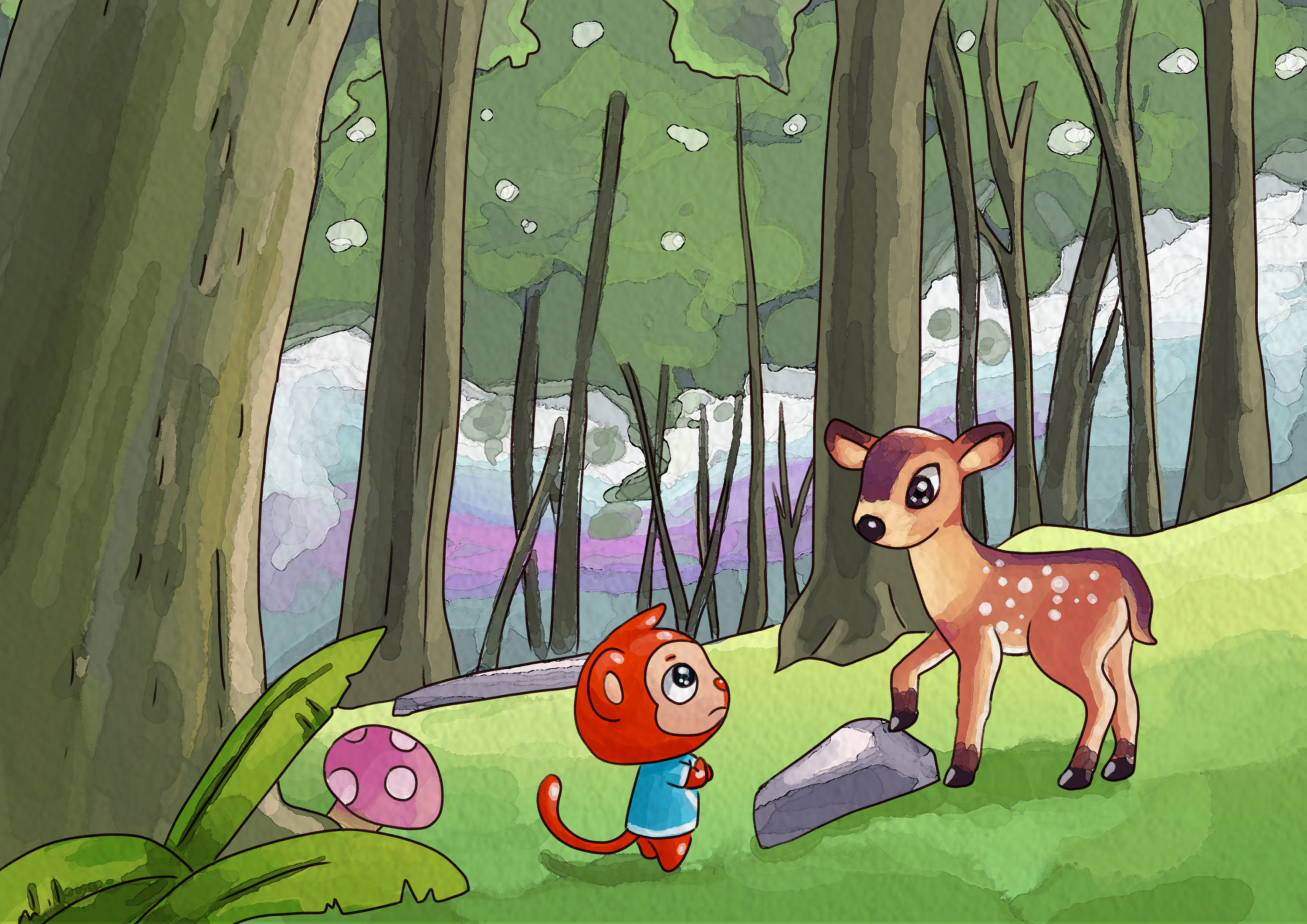 一言不合就发站酷~万科阿猴的故事绘本= =.水彩风