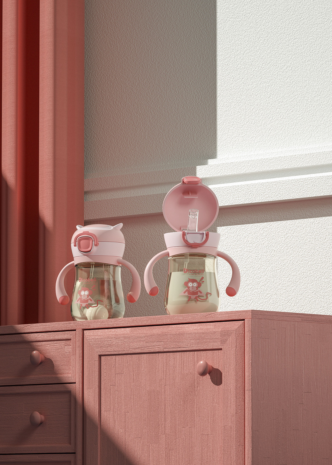 【母婴用品】Dicobell新款乖乖猴弹跳水杯详情设计