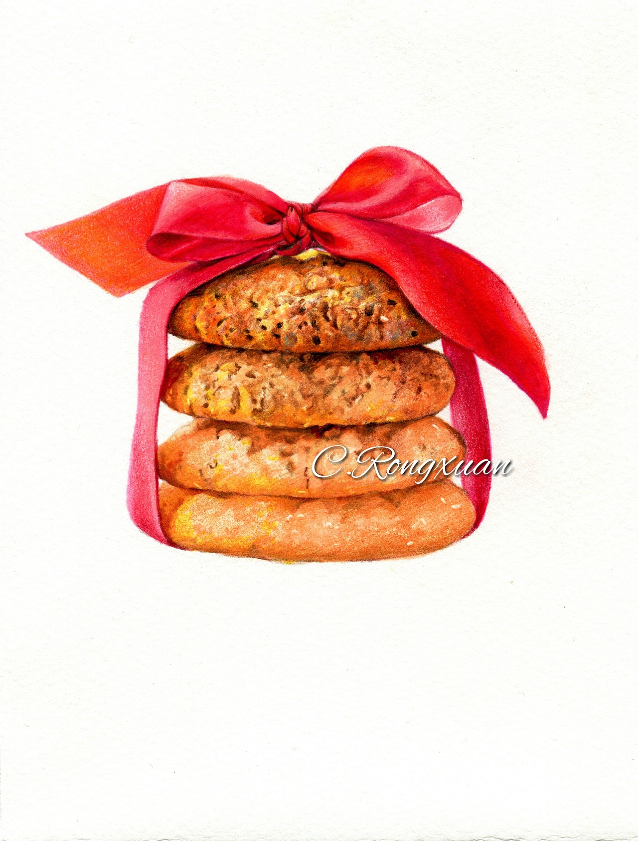 溶萱手绘――彩铅美食曲奇饼