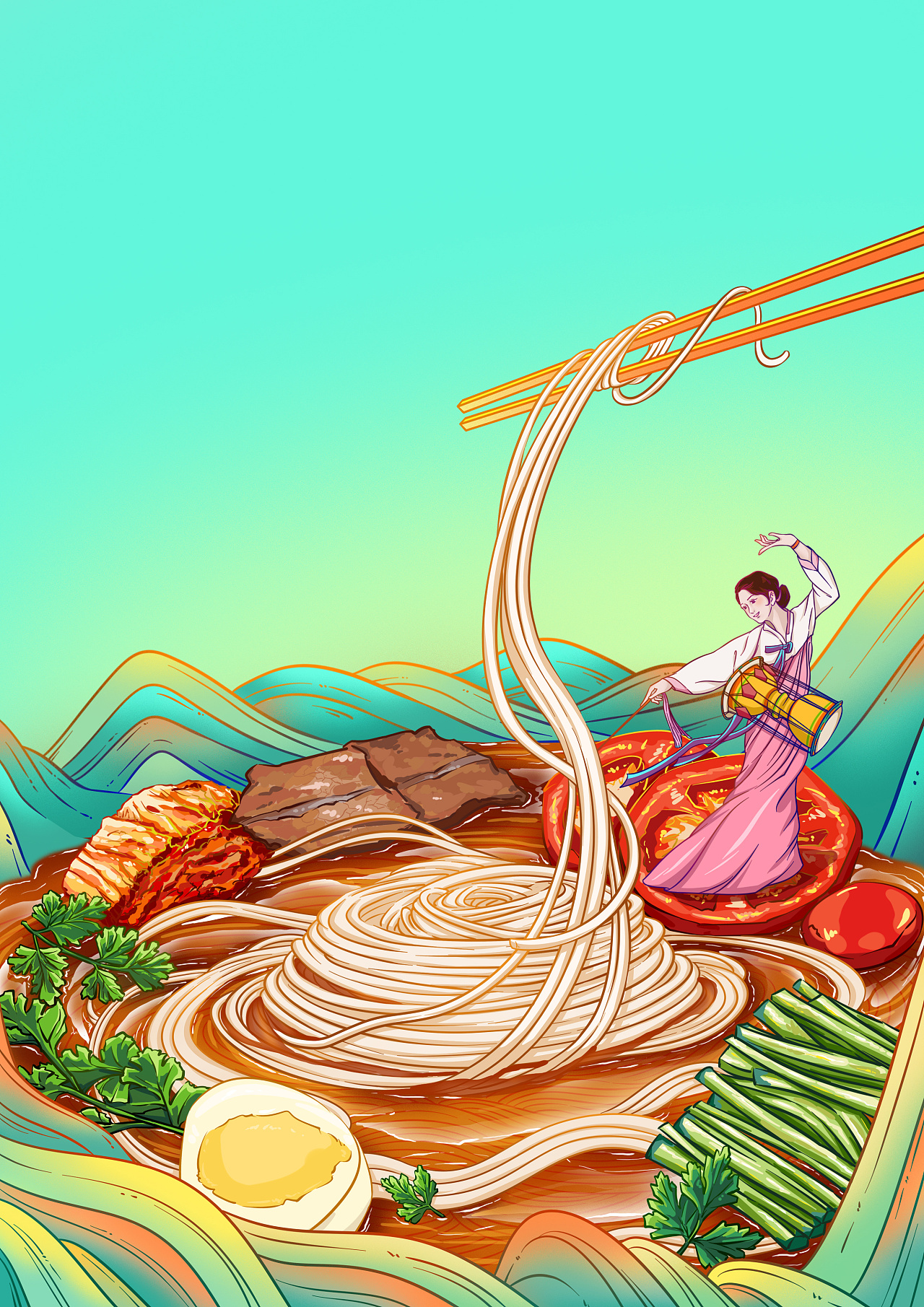 冷面 原创包装插画设计|插画|商业插画|耳朵过敏了 - 原创作品 - 站酷