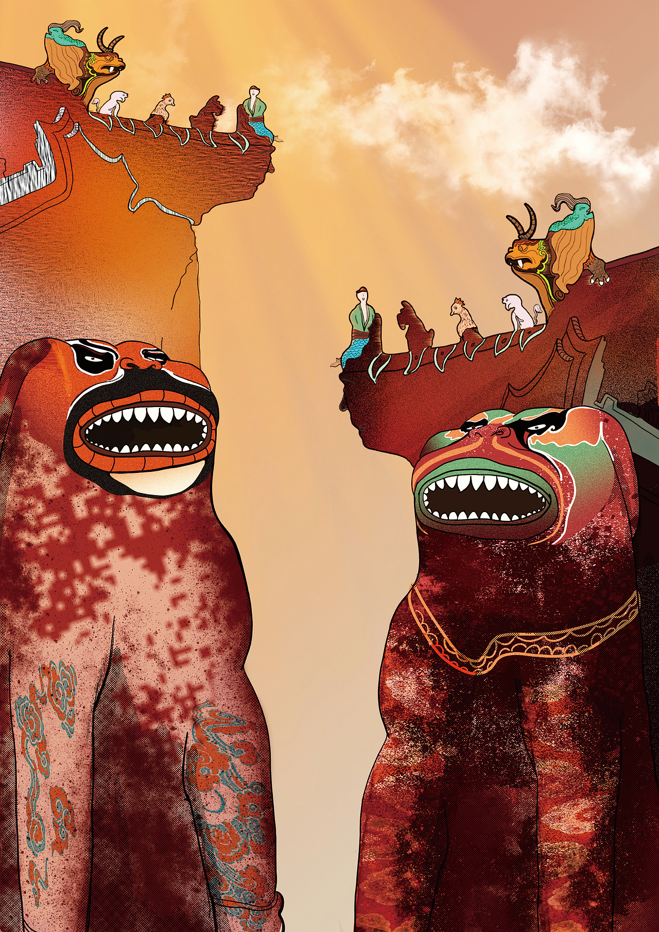 雷州《石狗》插画得创作灵感源于雷州石狗非物质文化