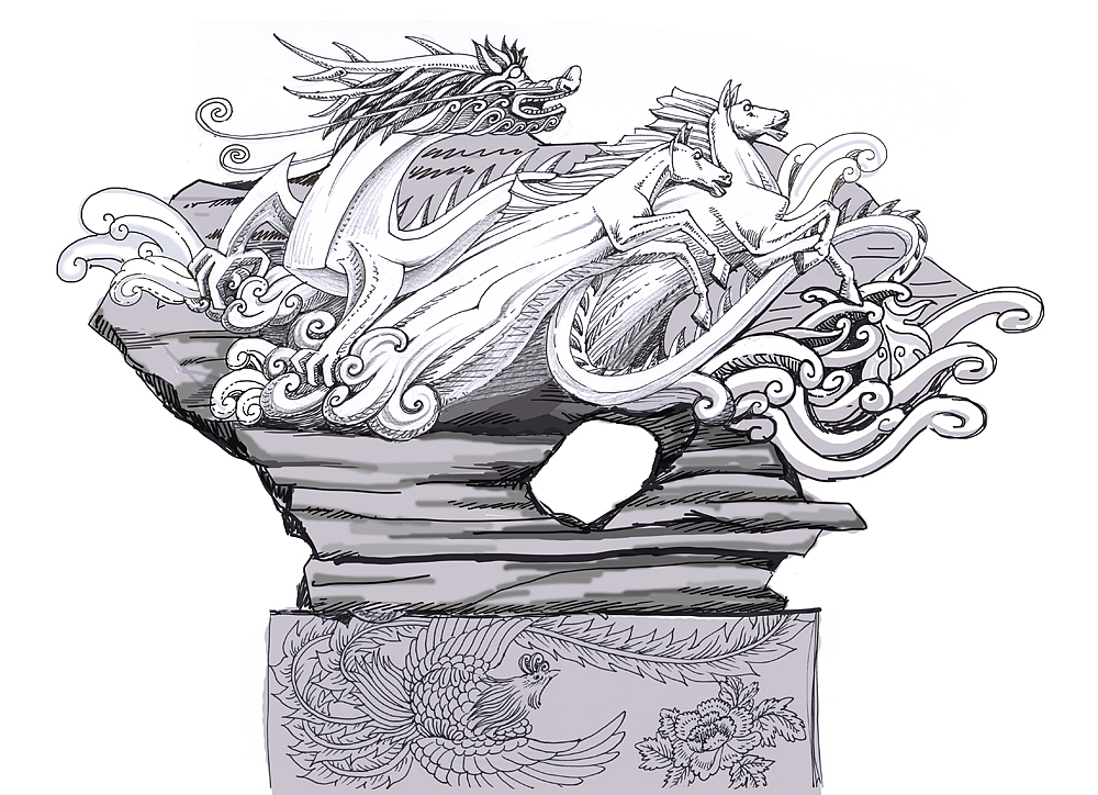龙马精神雕塑设计图