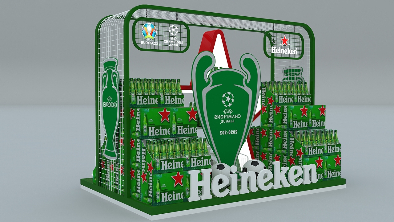 喜力啤酒欧洲杯促销堆头道具设计