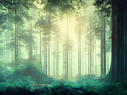 #站酷梦笔#森林，赛博朋克（个人主页-ZNjQ3NzgyMjQ=） - AI作品 - 站酷设计师孤灯残云原创素材 - 站酷ZCOOL