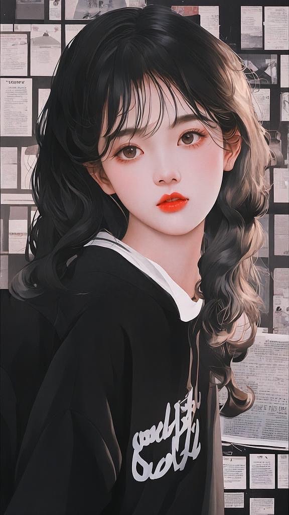 黑色机车女孩海报背景漫画插画