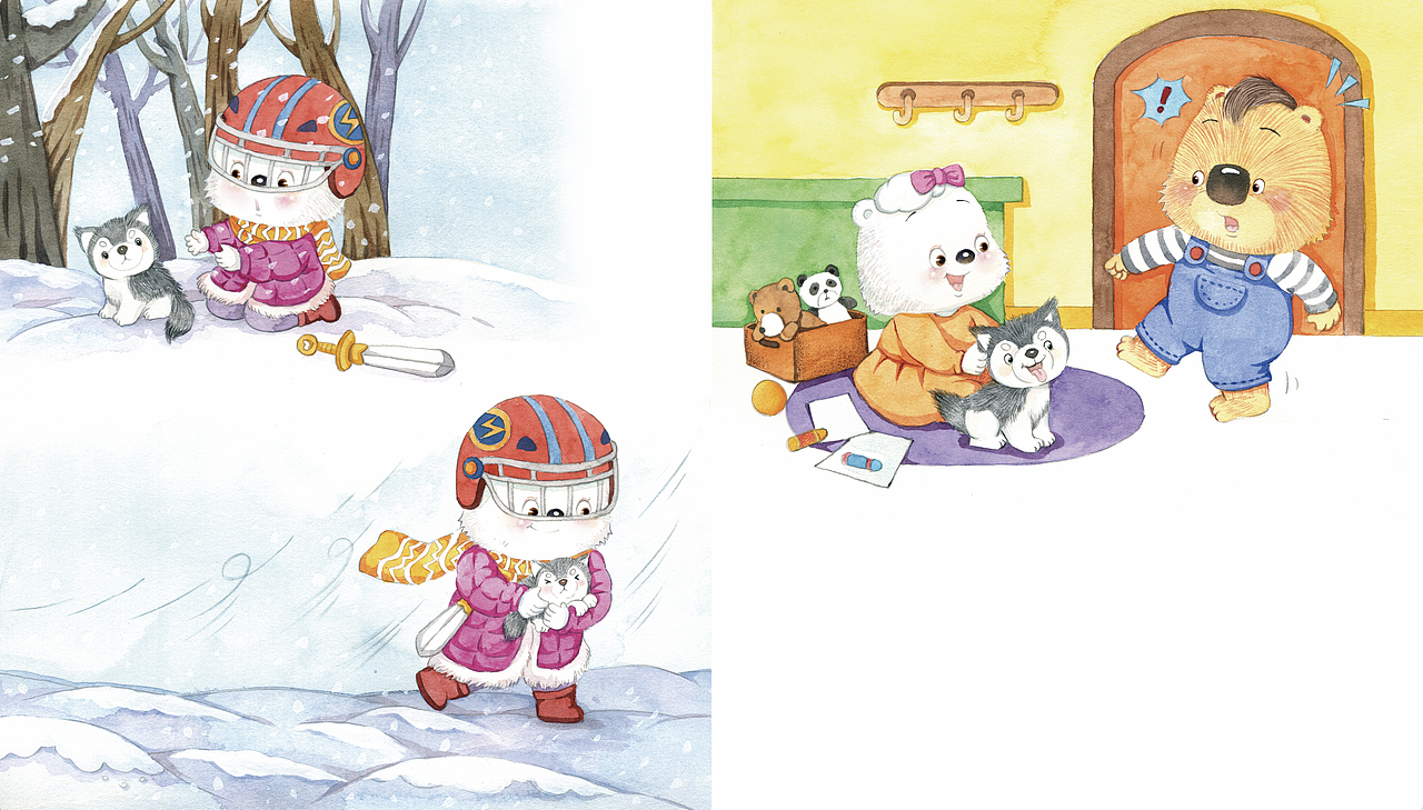 阿阿熊～水彩绘本～（图ZMjk0MjE3MjQw） - 绘本 - 站酷设计师七贤俊宝原创素材 - 站酷ZCOOL