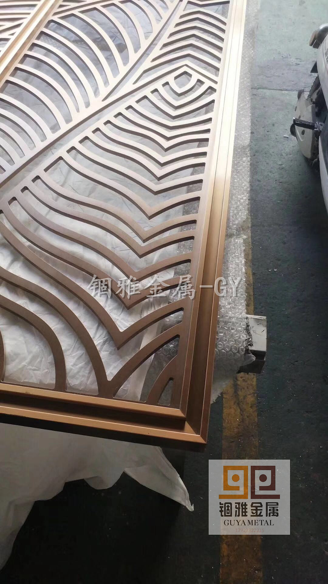 超级精美镜面K金玫瑰金铝板纯黄铜板雕刻屏风装饰