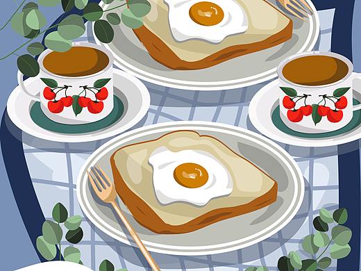 创意插画练习-Bruno锅的早餐魔法