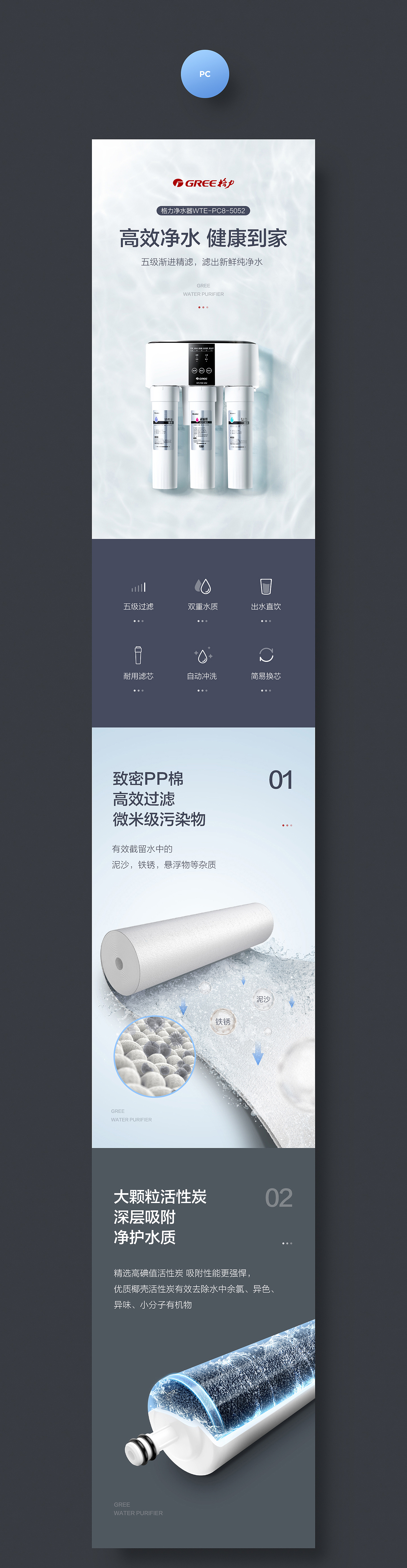 Gree/格力 家用台式RO反渗透净水机描述