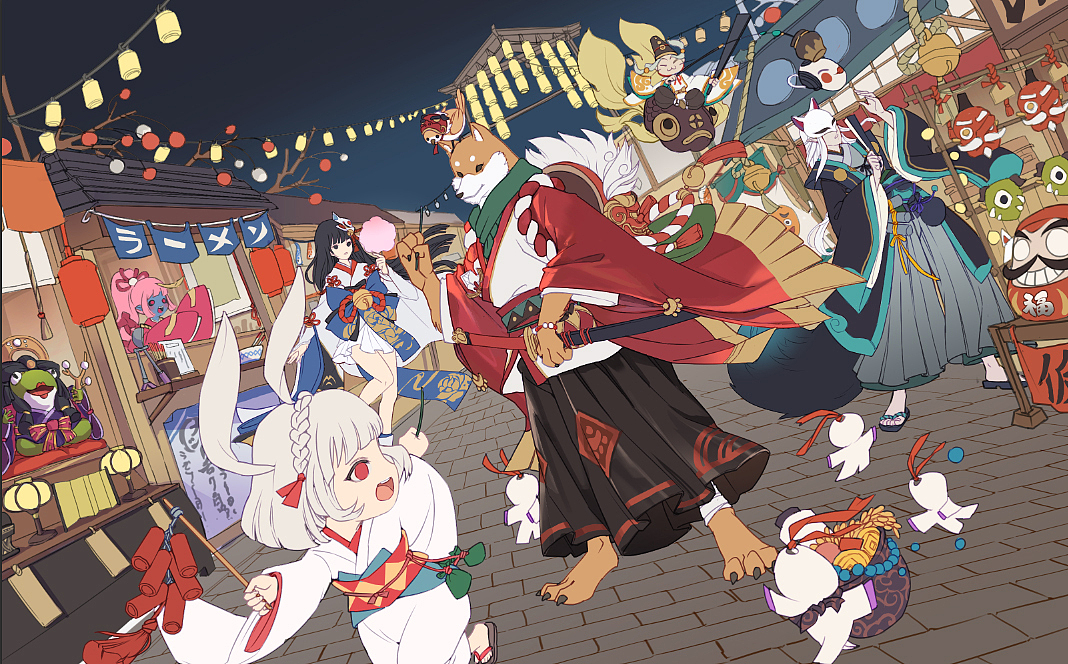 决战平安京-犬神新年皮肤官网宣传画（图ZMTA0ODU2Mzc2） - 游戏原画 - 站酷设计师夕一凹xiao原创素材 - 站酷ZCOOL