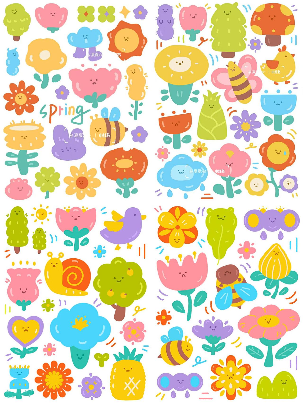 春天系列作品（图ZMzM5NDkxODA0） - 艺术插画 - 站酷设计师夏夏xiaaa原创素材 - 站酷ZCOOL