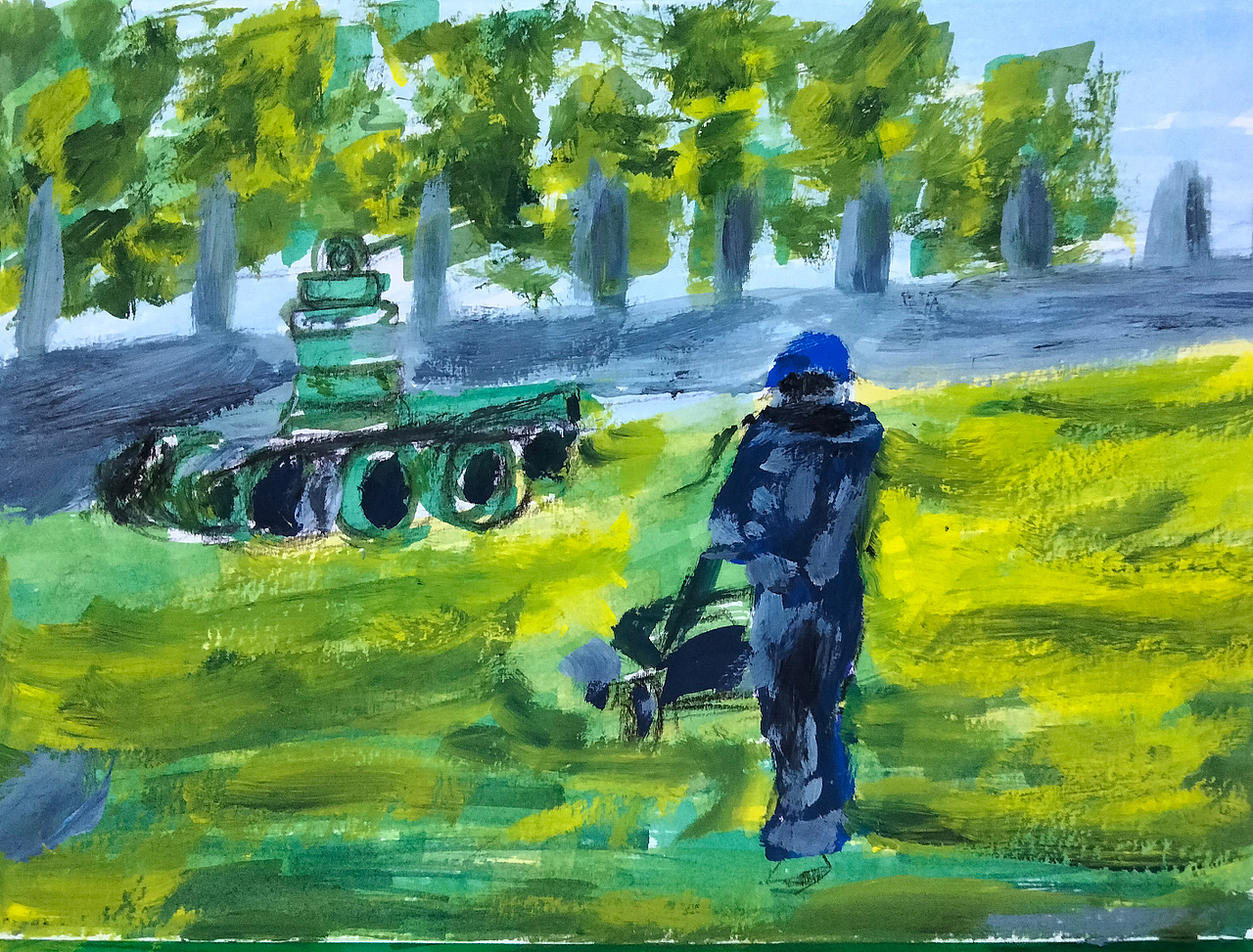 厂区一角，彩铅小画