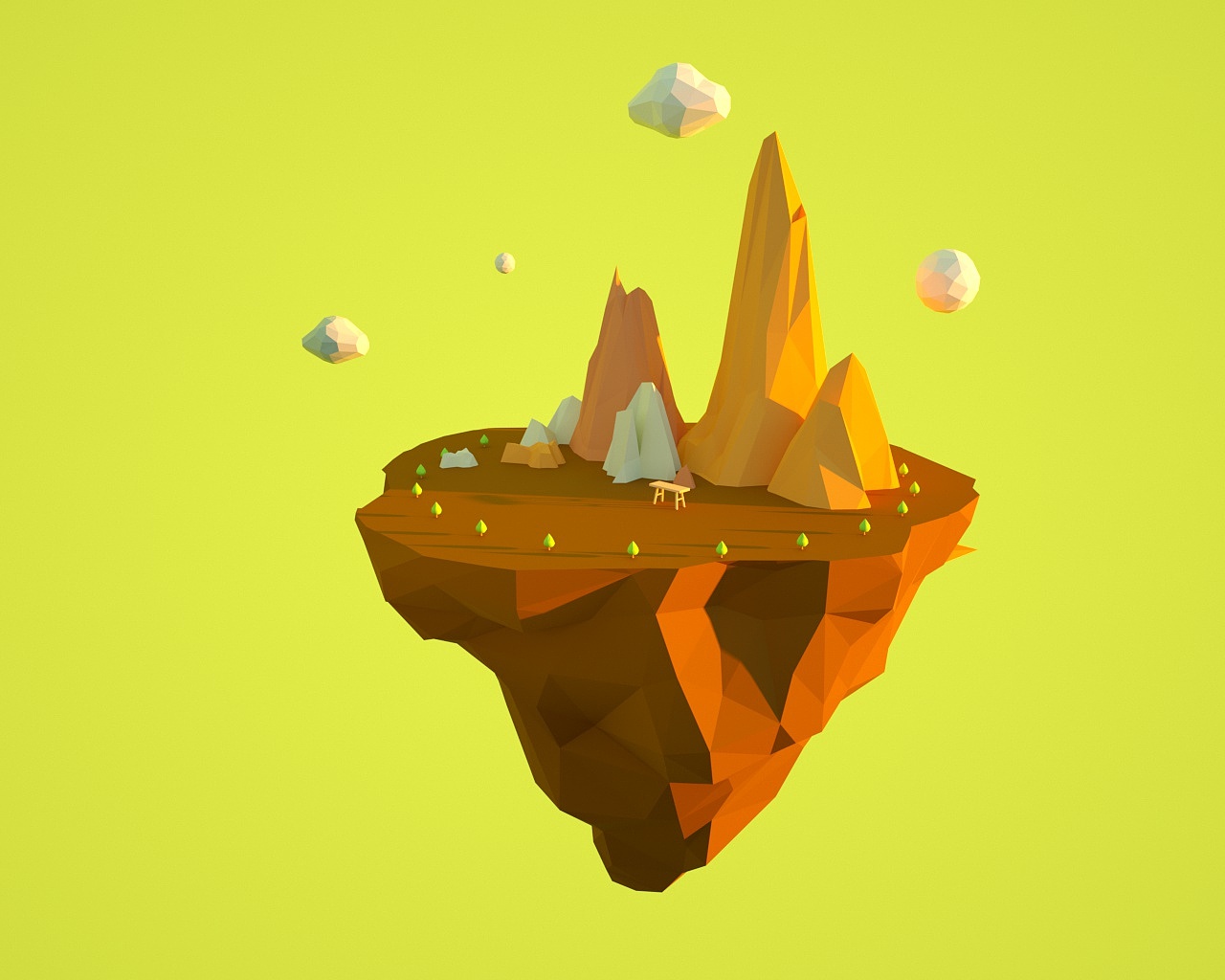 试做lowpoly风格小场景