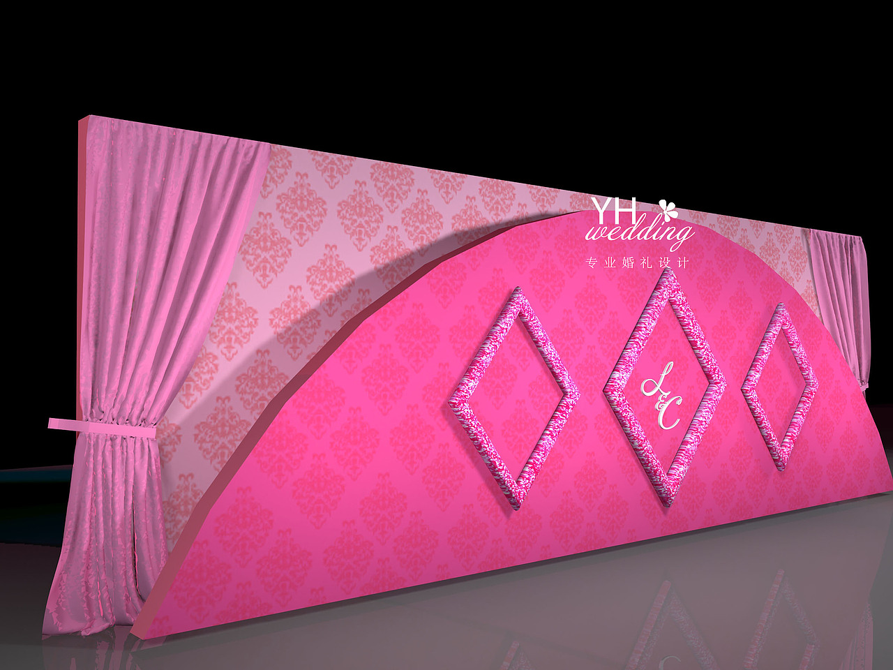 【YHwedding】深粉色婚礼效果图