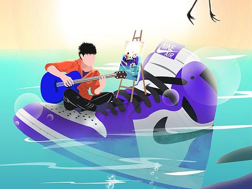 AJ吉他和画
