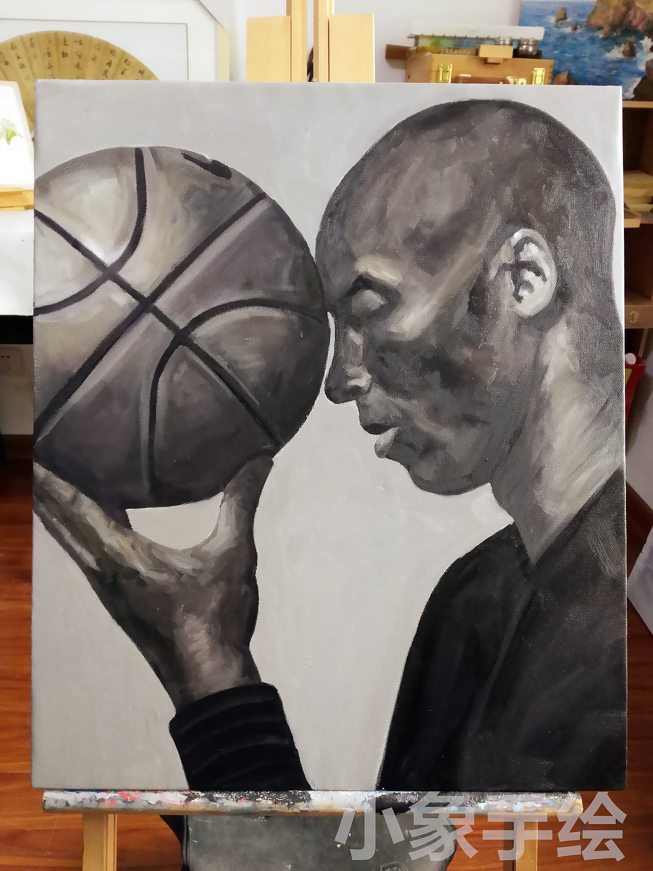 50*60cm油画肖像～科比_小象艺术工作室-站酷zcool