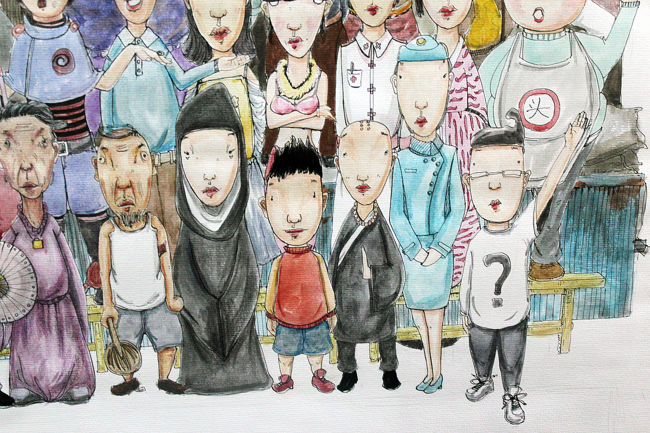 幸福乡团结村昔日大合照群像一开插画