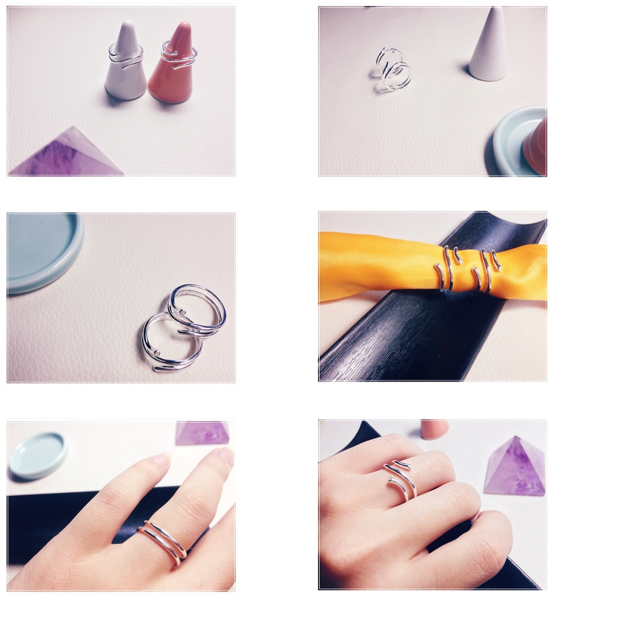 SY JEWELRY STUDIO/2016.vol.3
"Simple and Special"SS系列 <br>螺旋戒指<br>“秉承简单、特别的设计理念，采用进口S925纯银材质，最大程度保留银本色。戒指造型灵感来源于螺旋式弹簧。简洁款，银色，小清新风格。戒指为开口戒，本身没有固定的佩戴限制，佩戴者可以自由发挥搭配想像”