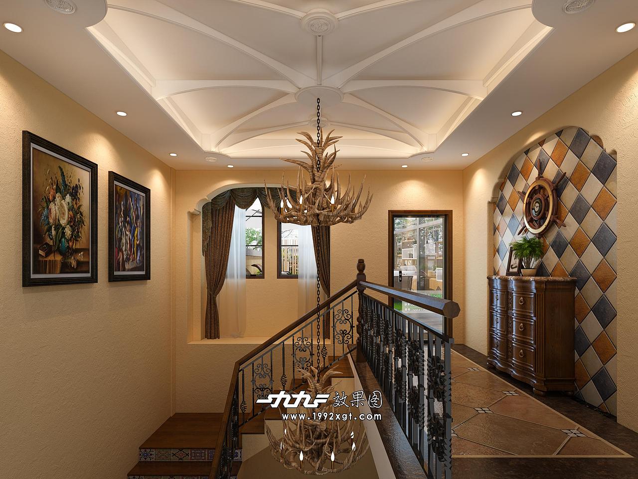 1992效果图-家装美式客餐厅