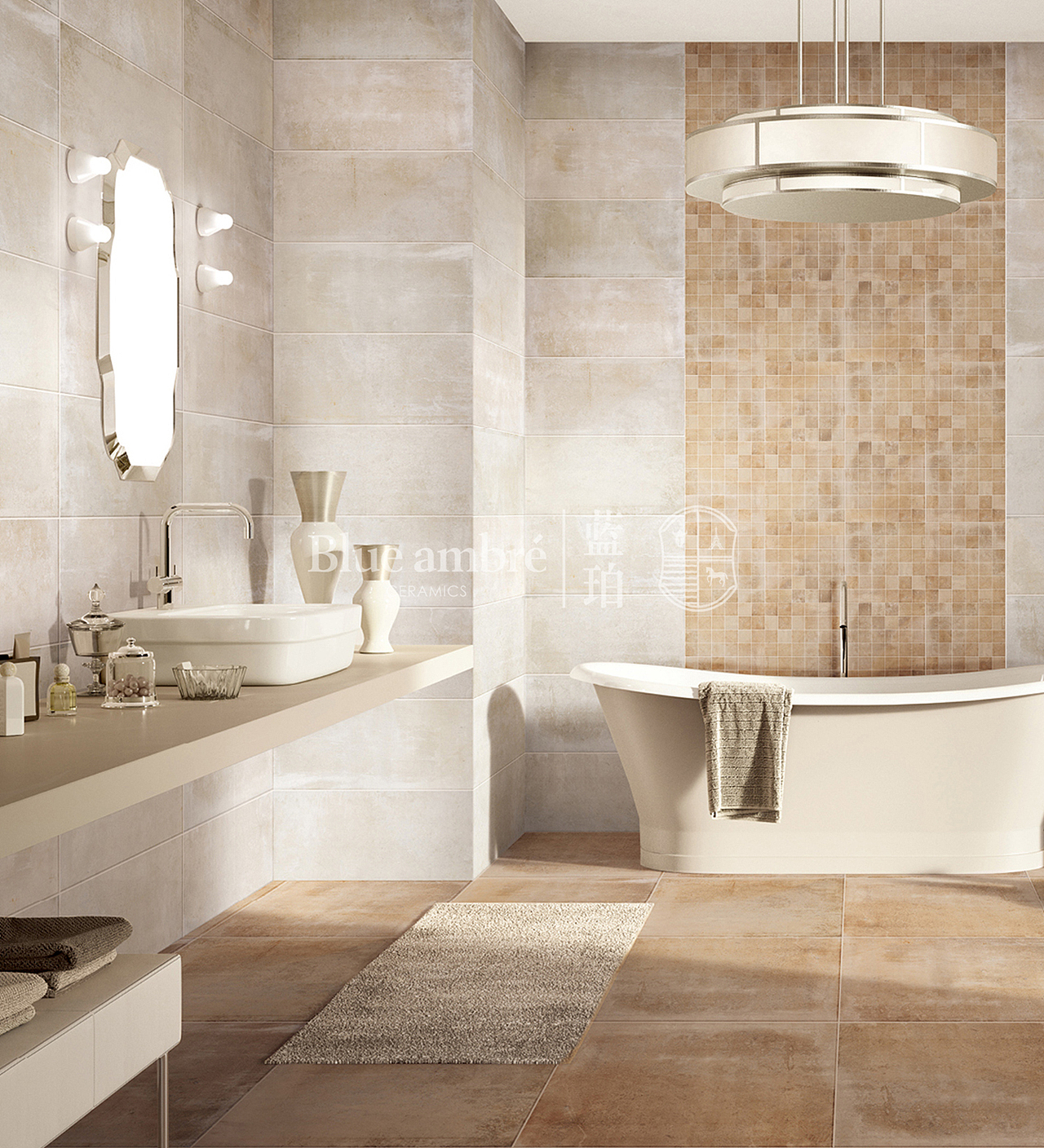 蓝珀瓷砖卫生间空间搭配方案（图ZMTYxNzM4NTc2） - 家装设计 - 站酷设计师言兮之原创素材 - 站酷ZCOOL
