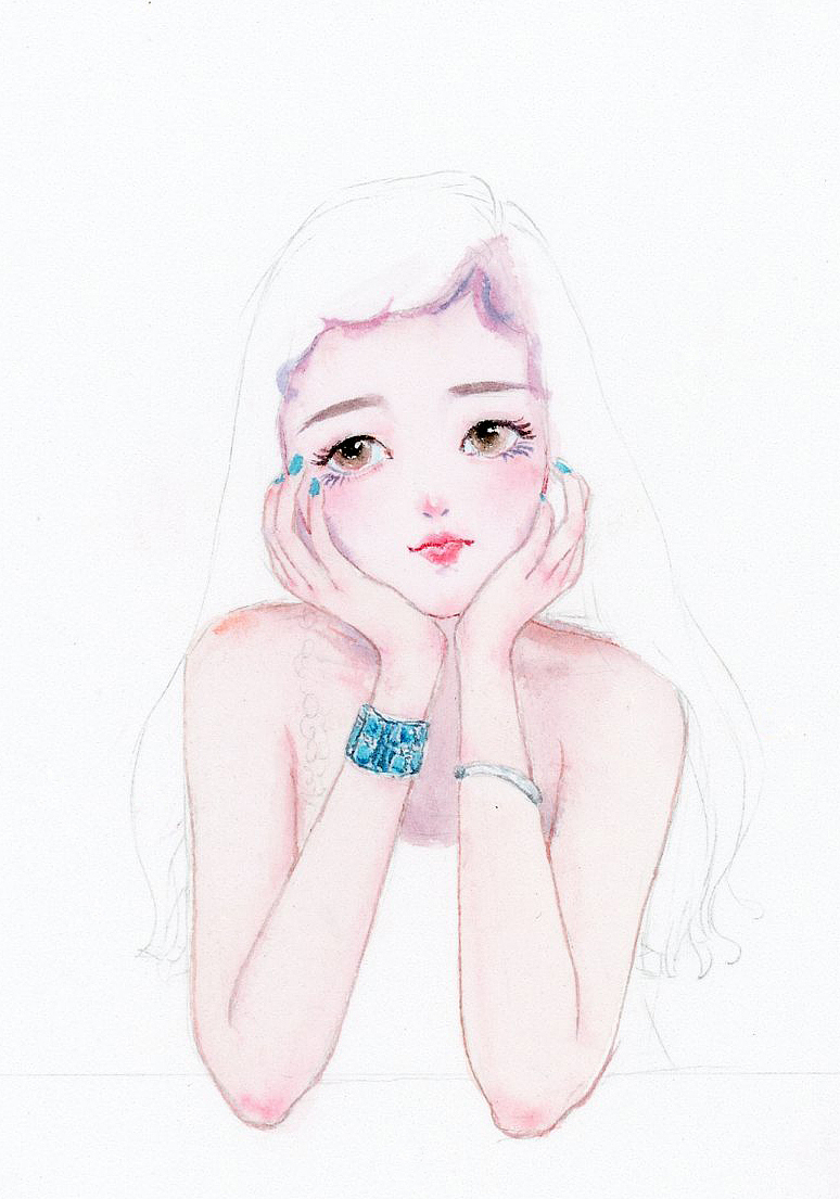 【小熊猫】水彩手绘人物水彩插画教程人物卡通头像手绘水彩步骤