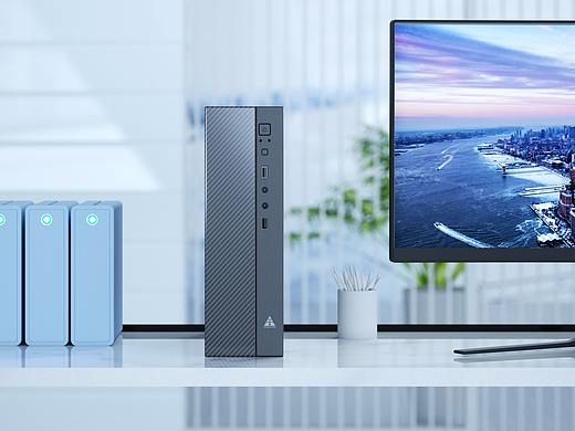 迷你精致办公电脑建模场景渲染