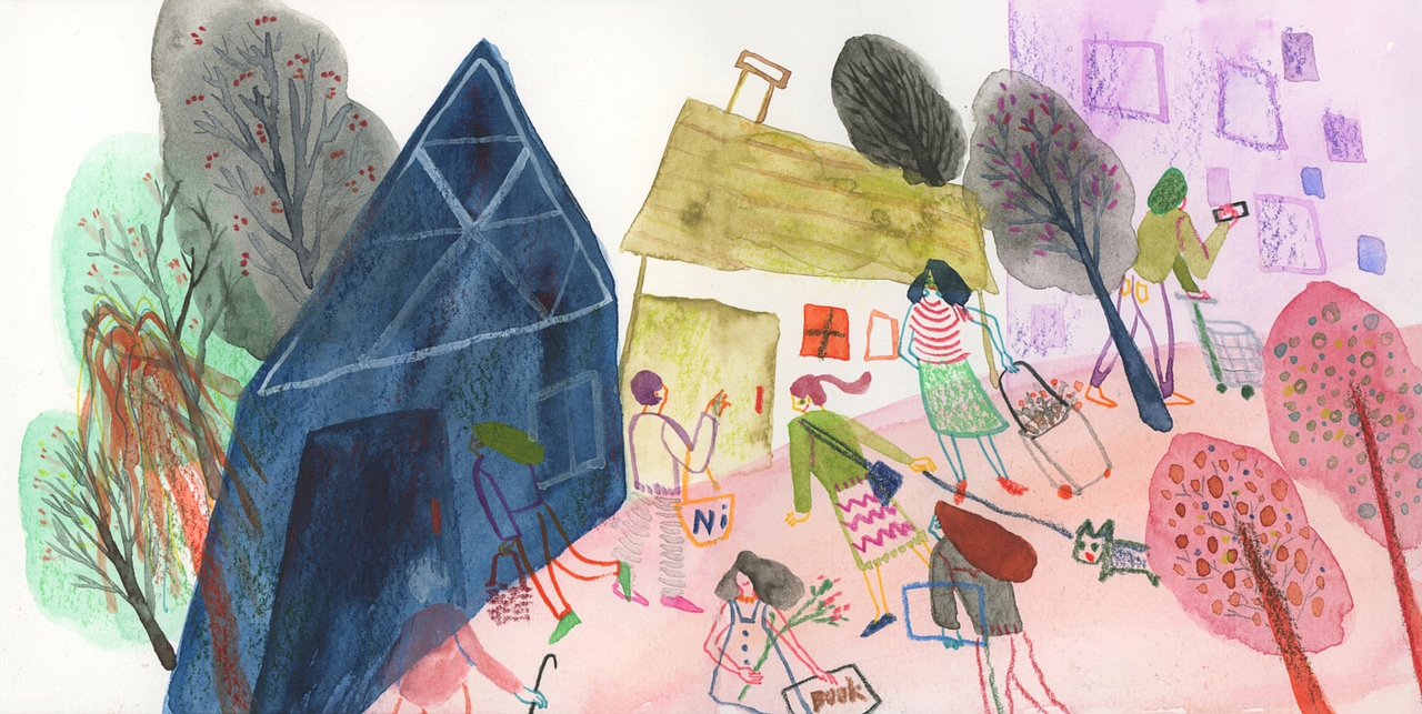 小镇里的人（图ZMzcwNzE4MjI0） - 艺术插画 - 站酷设计师Ni9插画原创素材 - 站酷ZCOOL