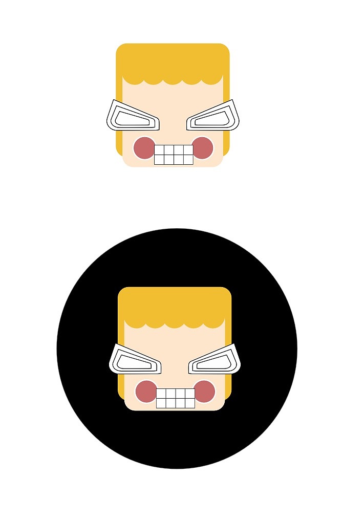 小女孩形象与机器人logo结合,整体采用饱和度较高的暖色调来描绘,小女孩代表天真,善良,羞涩,是人性的最初的表现,取用logo中眼睛部分,体现机器人的坚韧,冷酷,邪恶。两者相辅相成,传达品牌的亦正亦邪,苦乐相伴的理念。